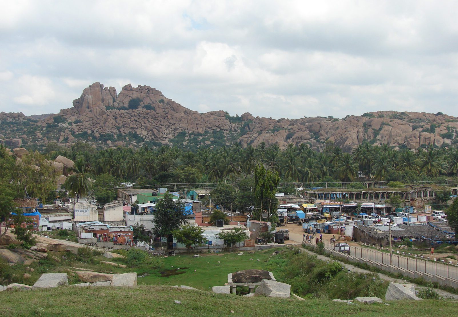 View of the Hampi bazaar from the top of the Hemakuta hills