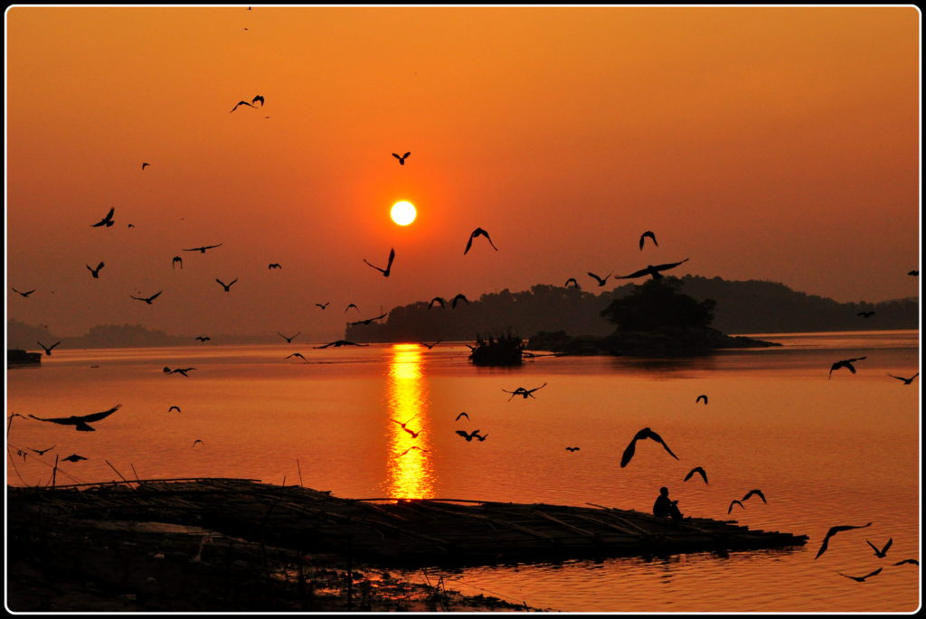 Sunset by the Brahmaputra River
