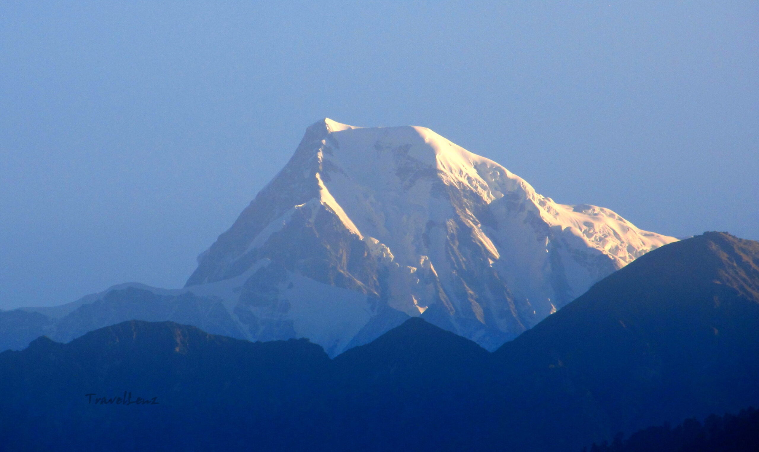 The snow-capped Nanda Ghunti mountain peak