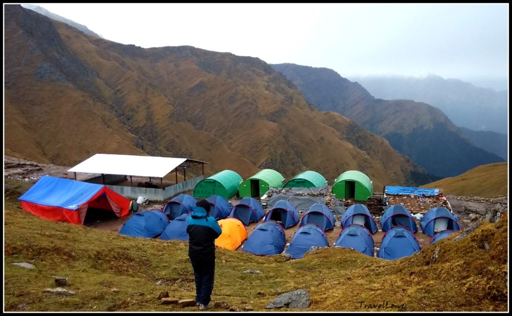 A campsite with tents