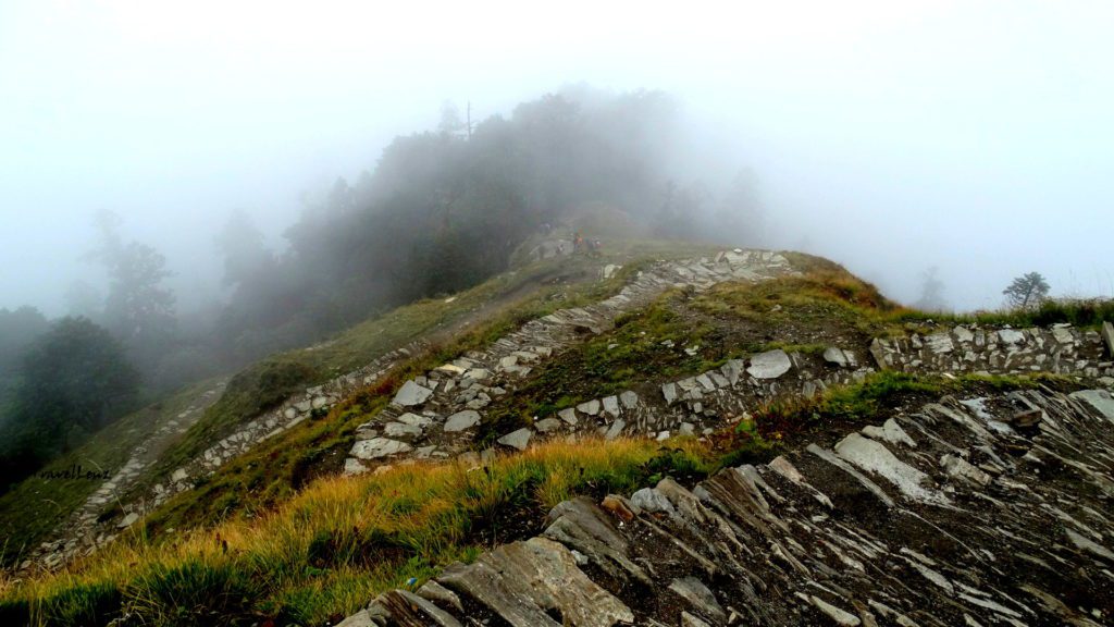 A stone path descends down