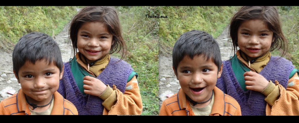 A boy and a girl smile