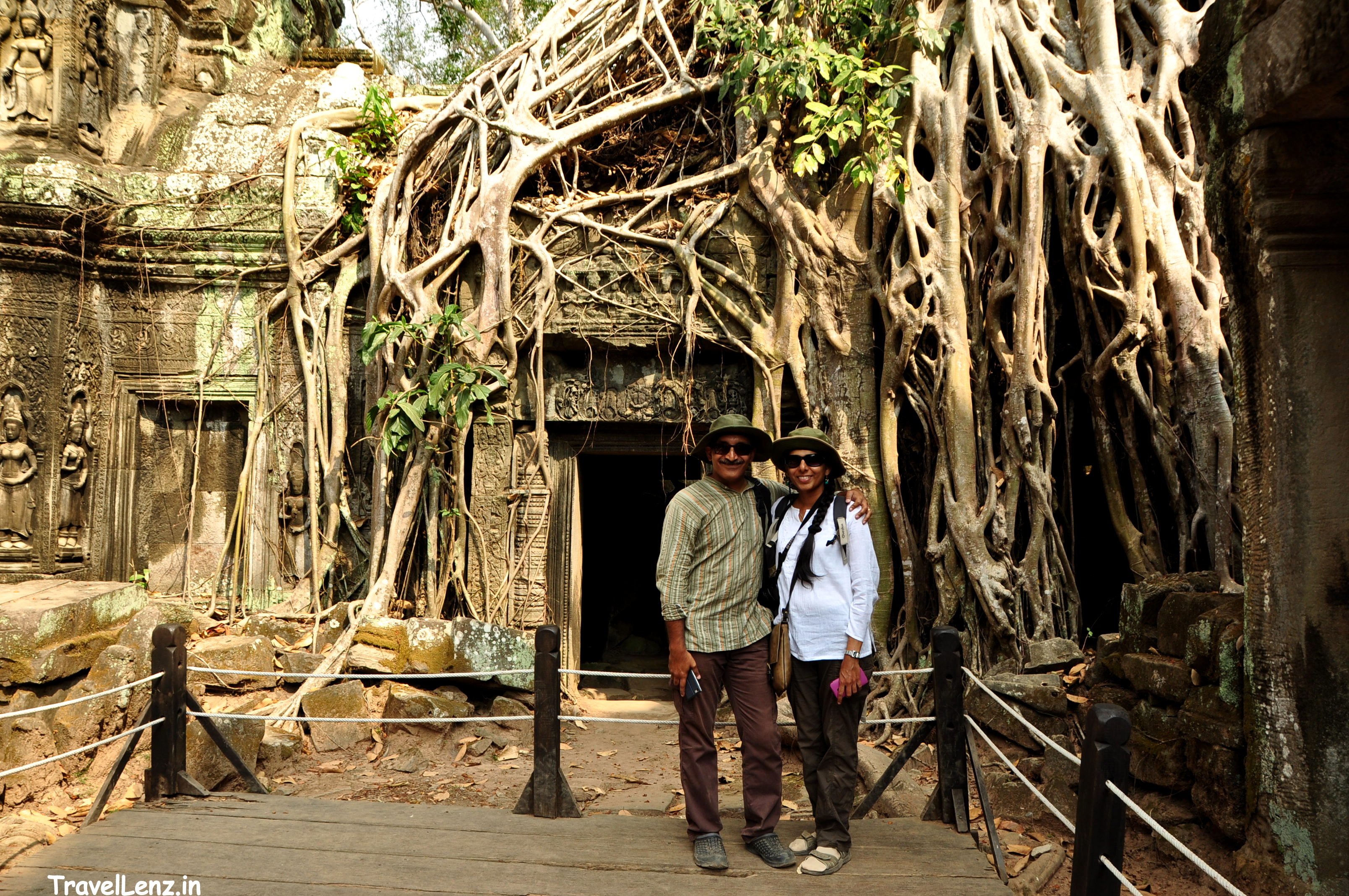 In front of the Tomb Raider doorway at Ta Prohm