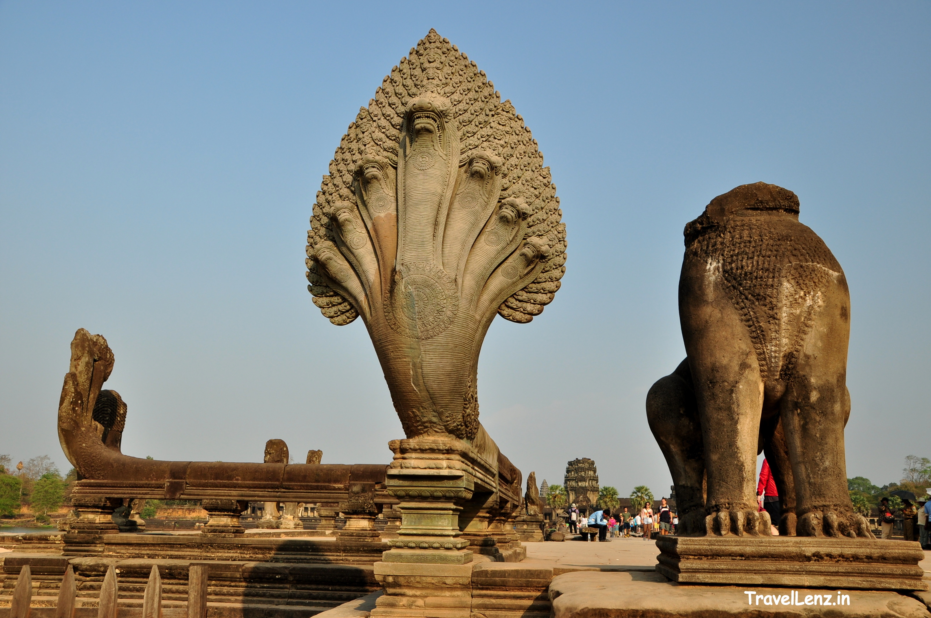 Naga heads and guardian lions