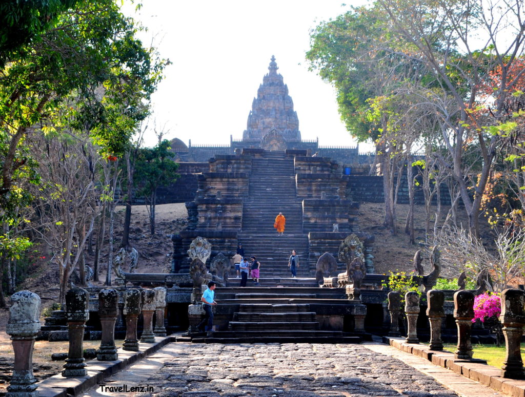 The first Naga bridge followed by five sets of laterite stairs with terraces on the side