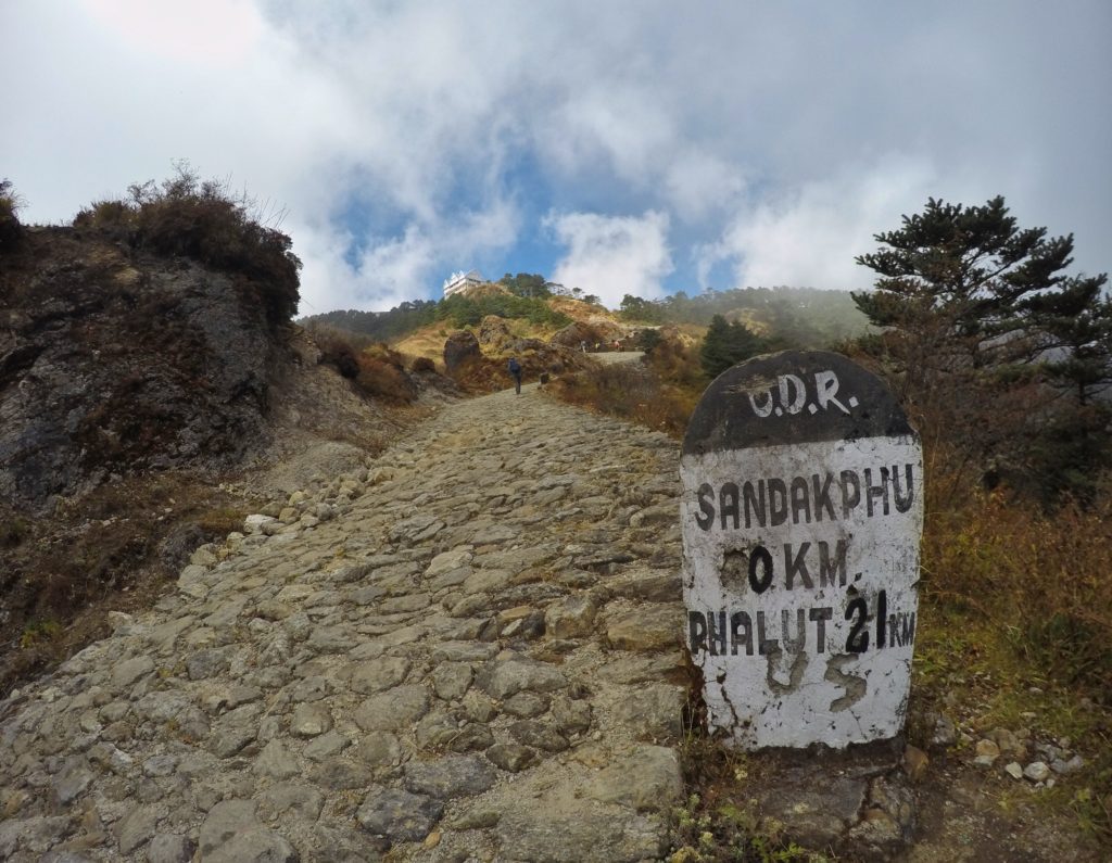 A mile stone showing Sandakphu
