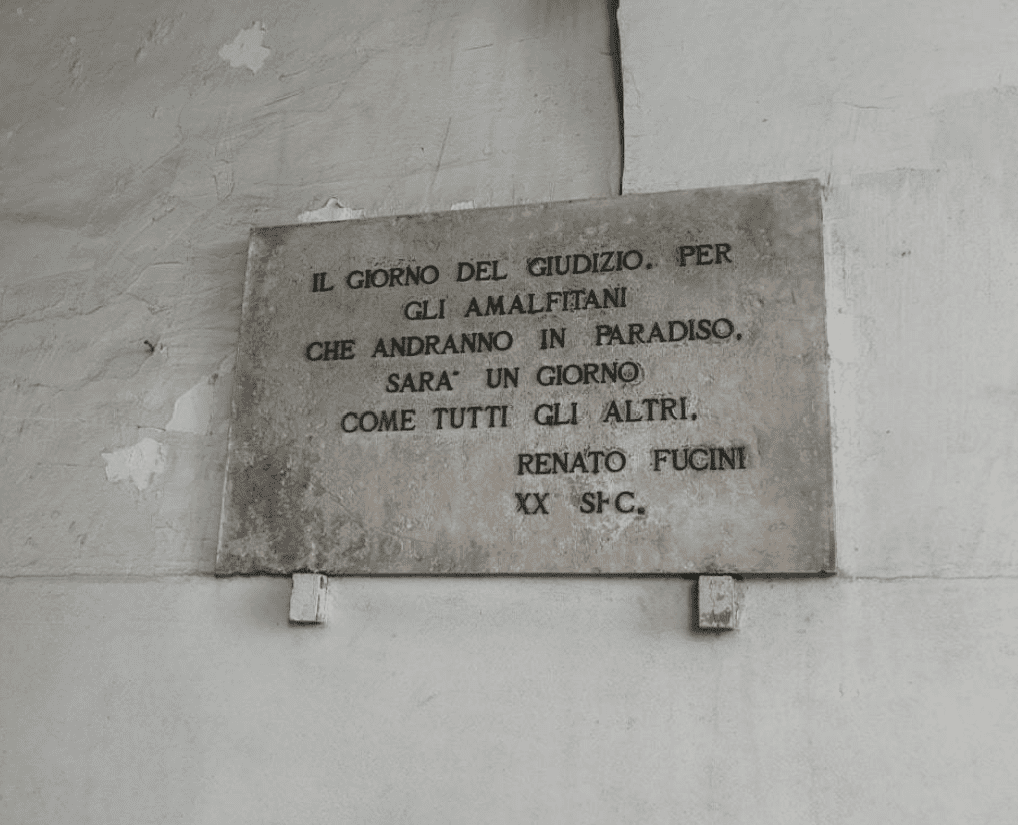 A plaque showing a quote by Italian poet Renato Fucini